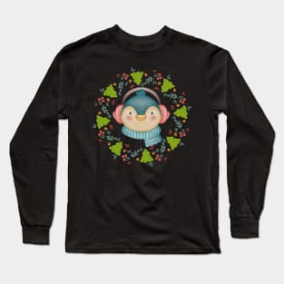 Adorable Penguin Christmas Wreath Long Sleeve T-Shirt